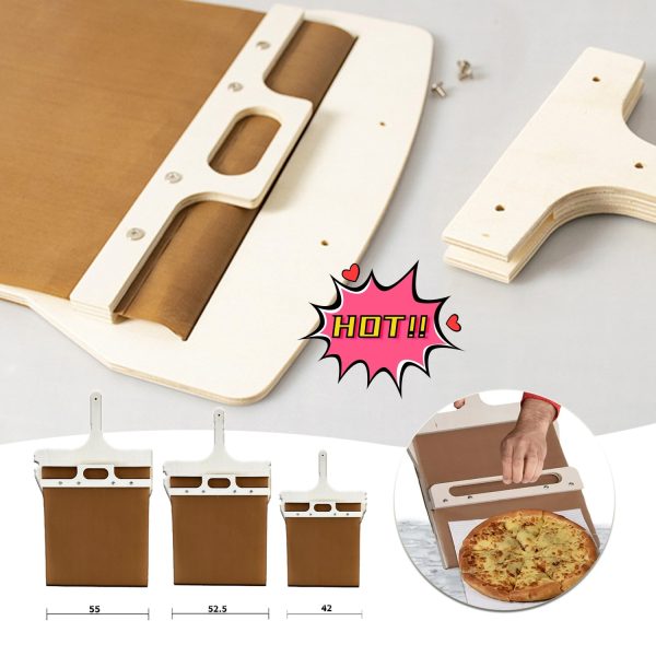 3-Size Sliding Pizza Peel Shovel with Wooden Handle